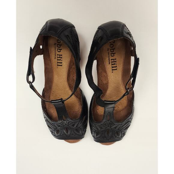 Cobb Hill by New Balance Womens Black Leather Open Toe Sandals Wedge Buckle 9.5M - Picture 8 of 16